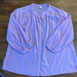 Old Navy Banded-Collar Button-Down Blouse for Women Lilac Opal Size Large NWOT!